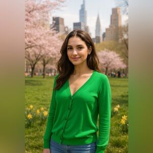 McQ by Alexander McQueen luxury casual Asymmetrical Vibrant Green Cardigan XL